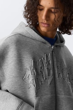 Grey Melange - Stardust - Simon Graphic Scuba Zip Hoodie - 2