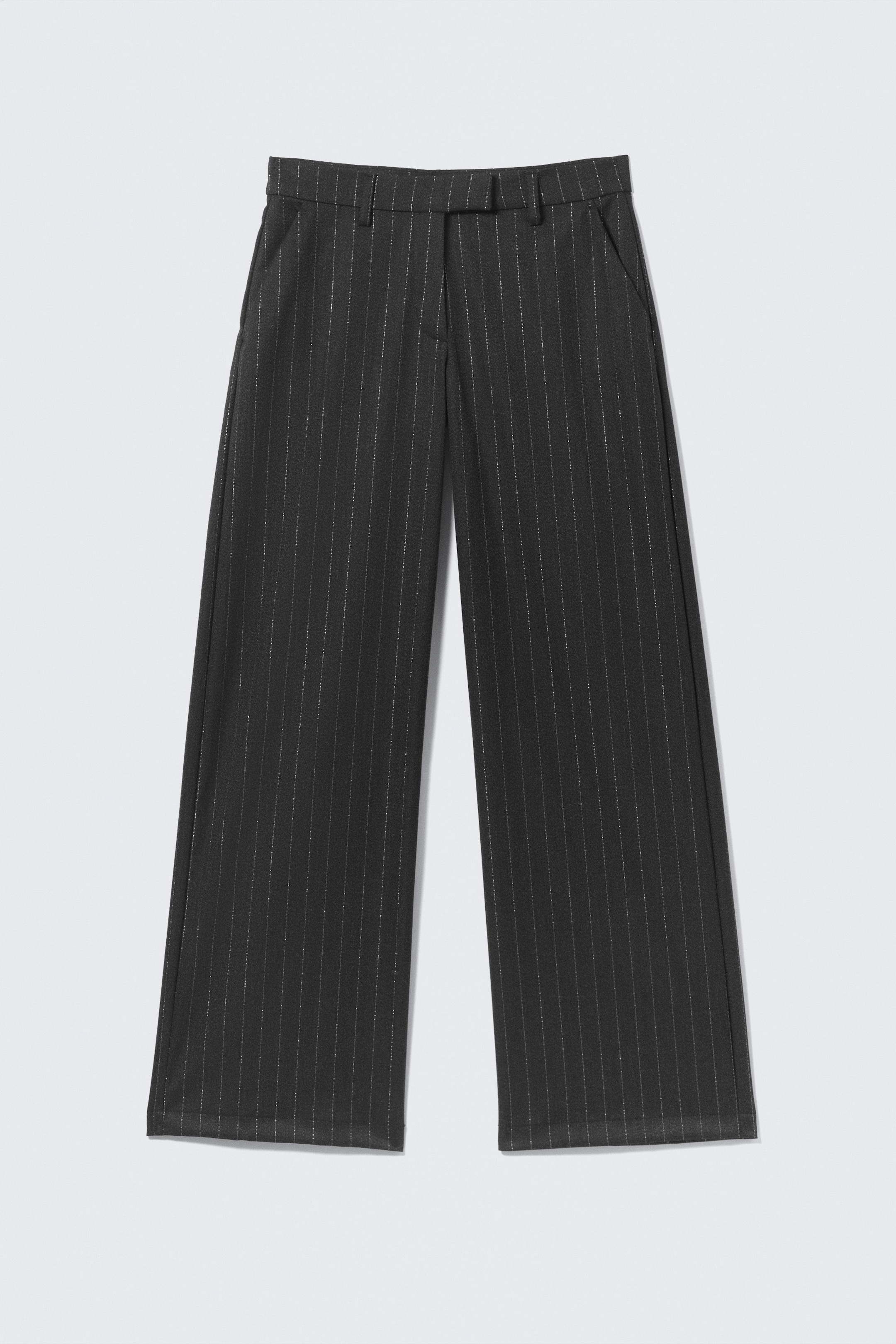 Dark Grey - Glitter Pinstripe - Low Rise Suiting Trousers - 4
