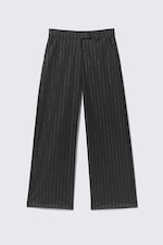 Dark Grey - Glitter Pinstripe - Low Rise Suiting Trousers - 4