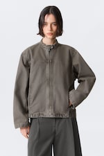 Grå - Oversized Washed Canvas Jacket - 1