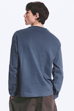 Dusty Blue - Gråblå - Långärmad T-shirt med lös boxig passform - 3