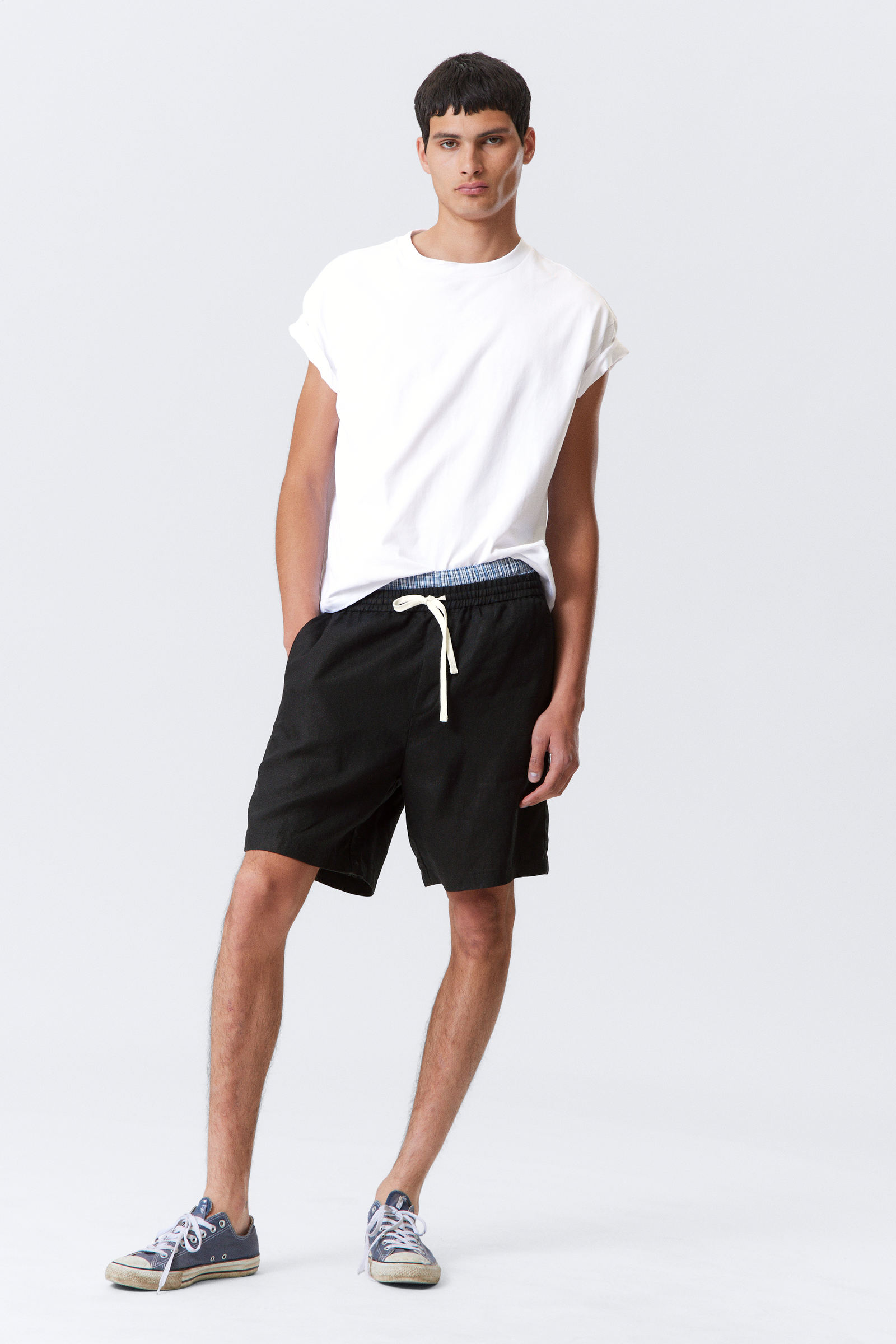 saturn loose fit pull-on denim shorts - Port Blue - Light