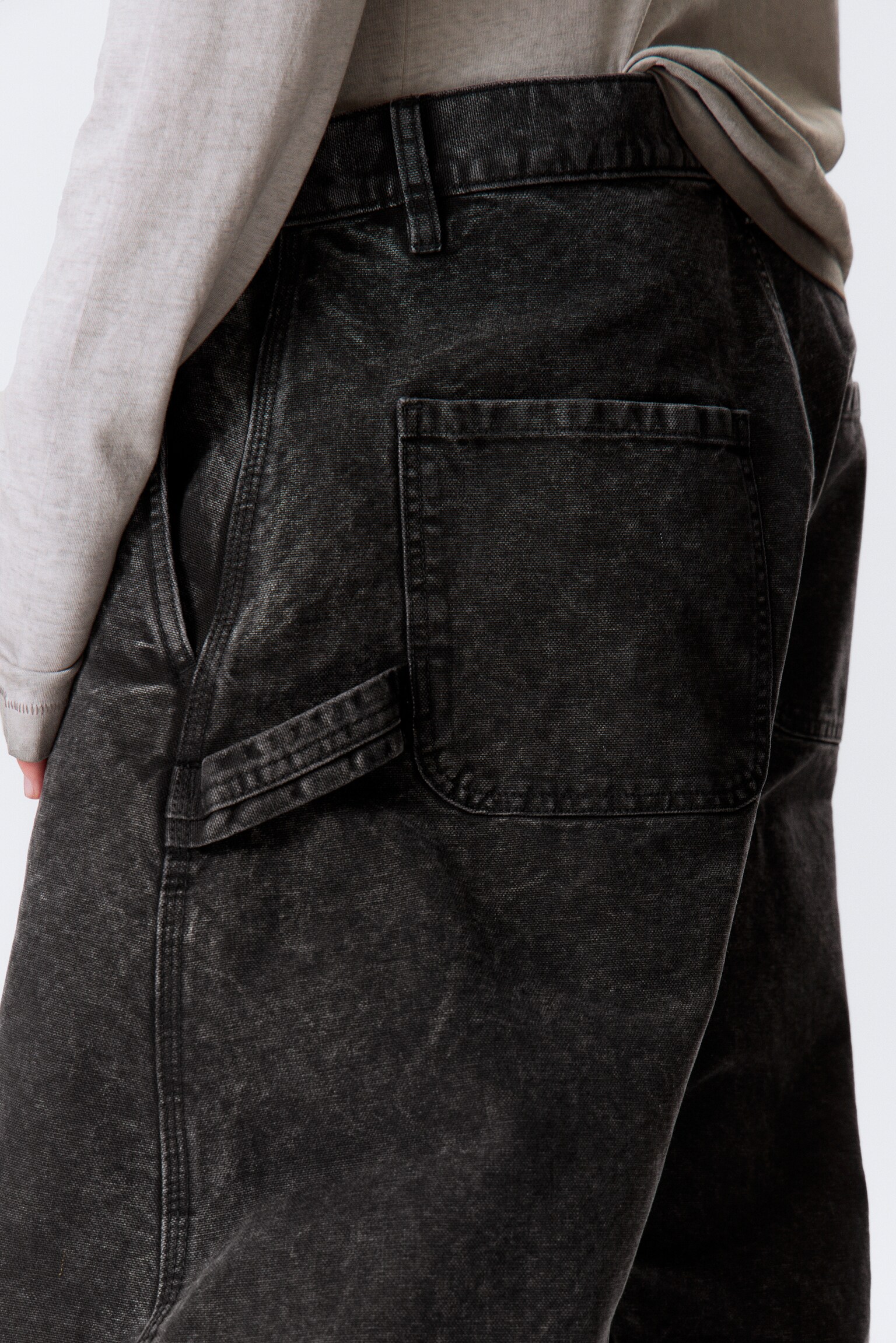 Pantaloni de lucru cu crac larg Barrel - Negru Spălat - 4