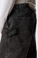 Washed Black - Loose Barrel Leg Workwear Trousers - 4