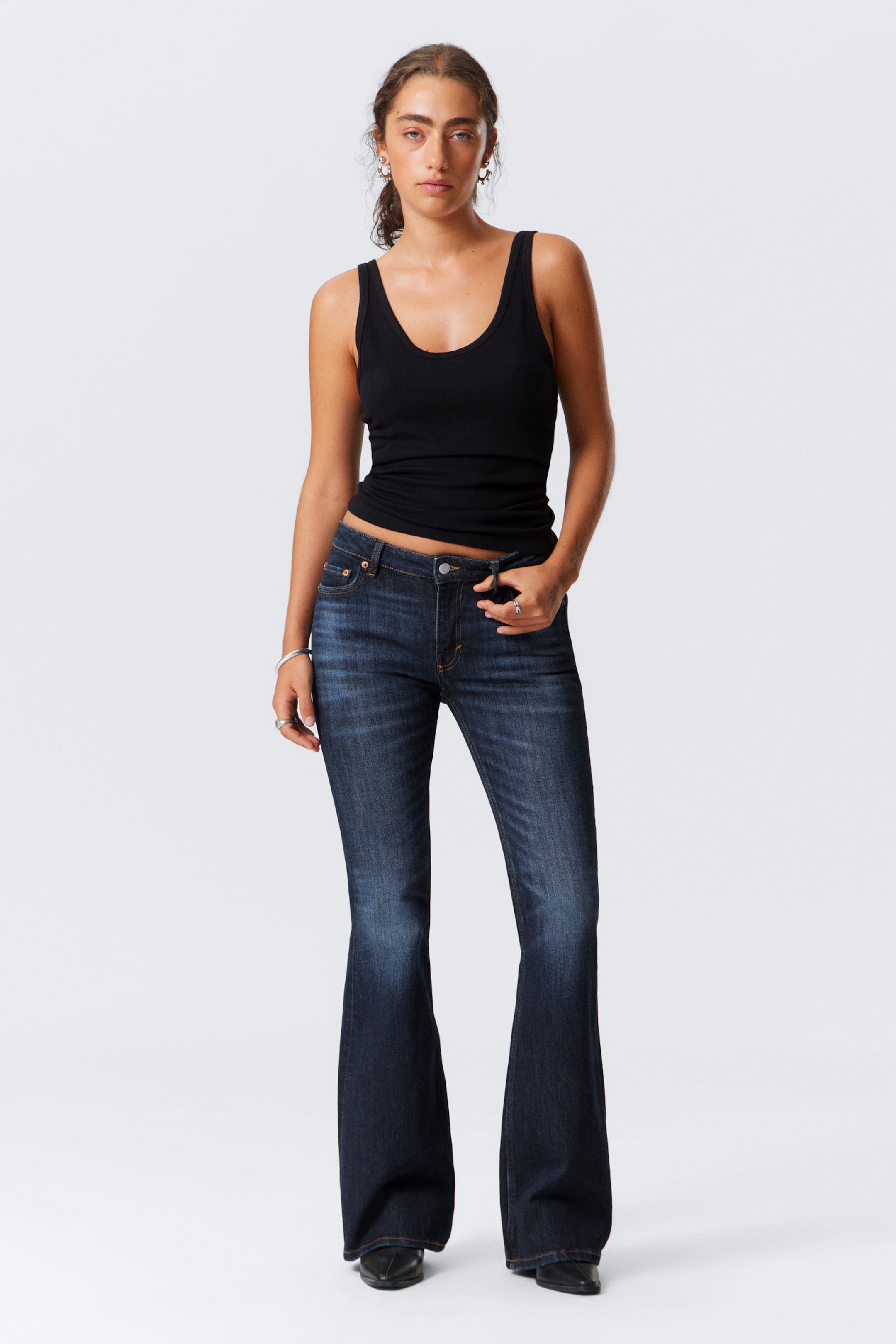 #4C5164 - Flame Low Rise Slim Flared Leg Jeans - 1