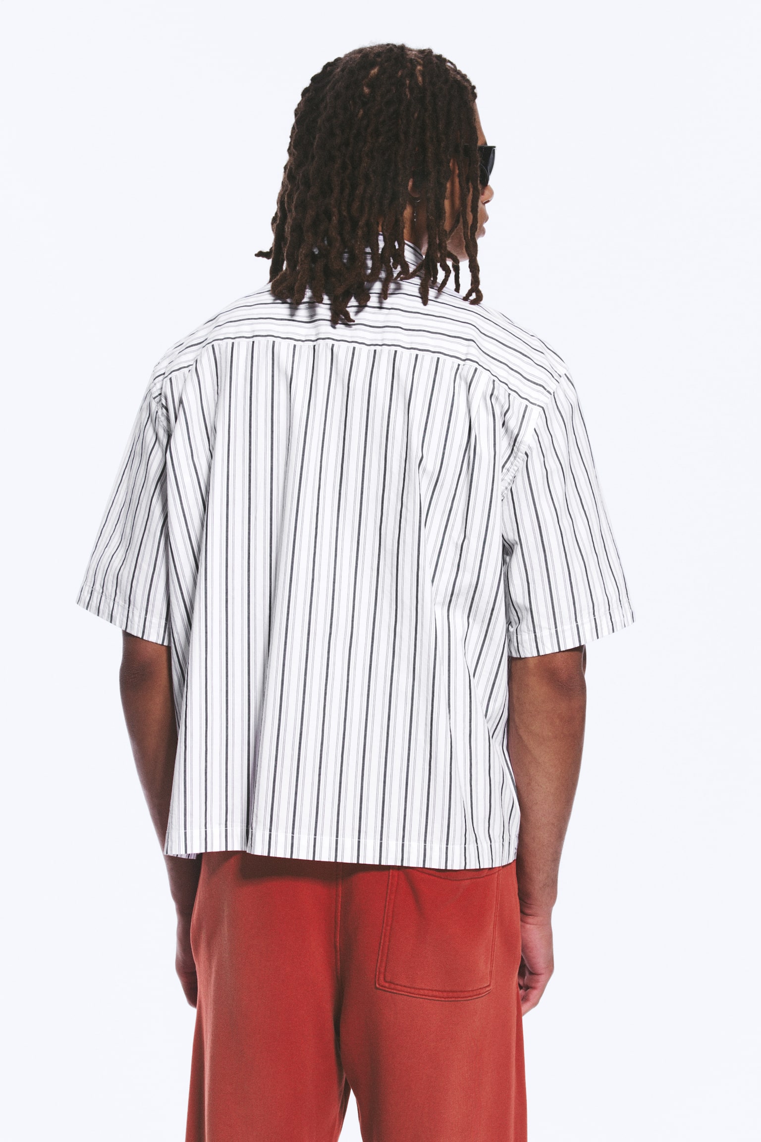 Boxy Short-Sleeved Graphic Shirt - White & Black Stripes/Checked Green - Spyder - 6