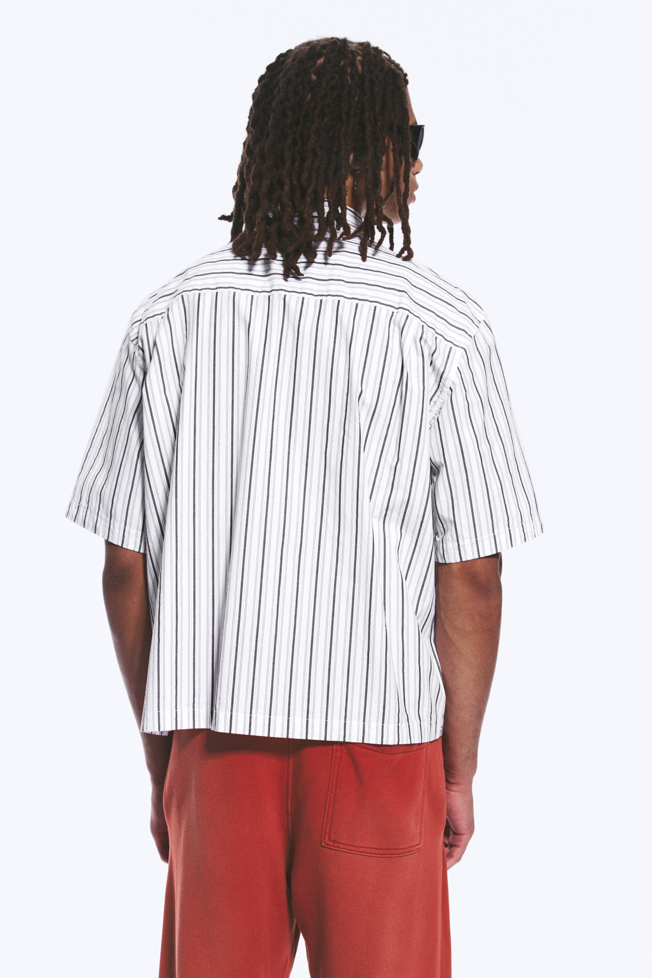 White & Black Stripes - Boxy Short-Sleeved Graphic Shirt - 3