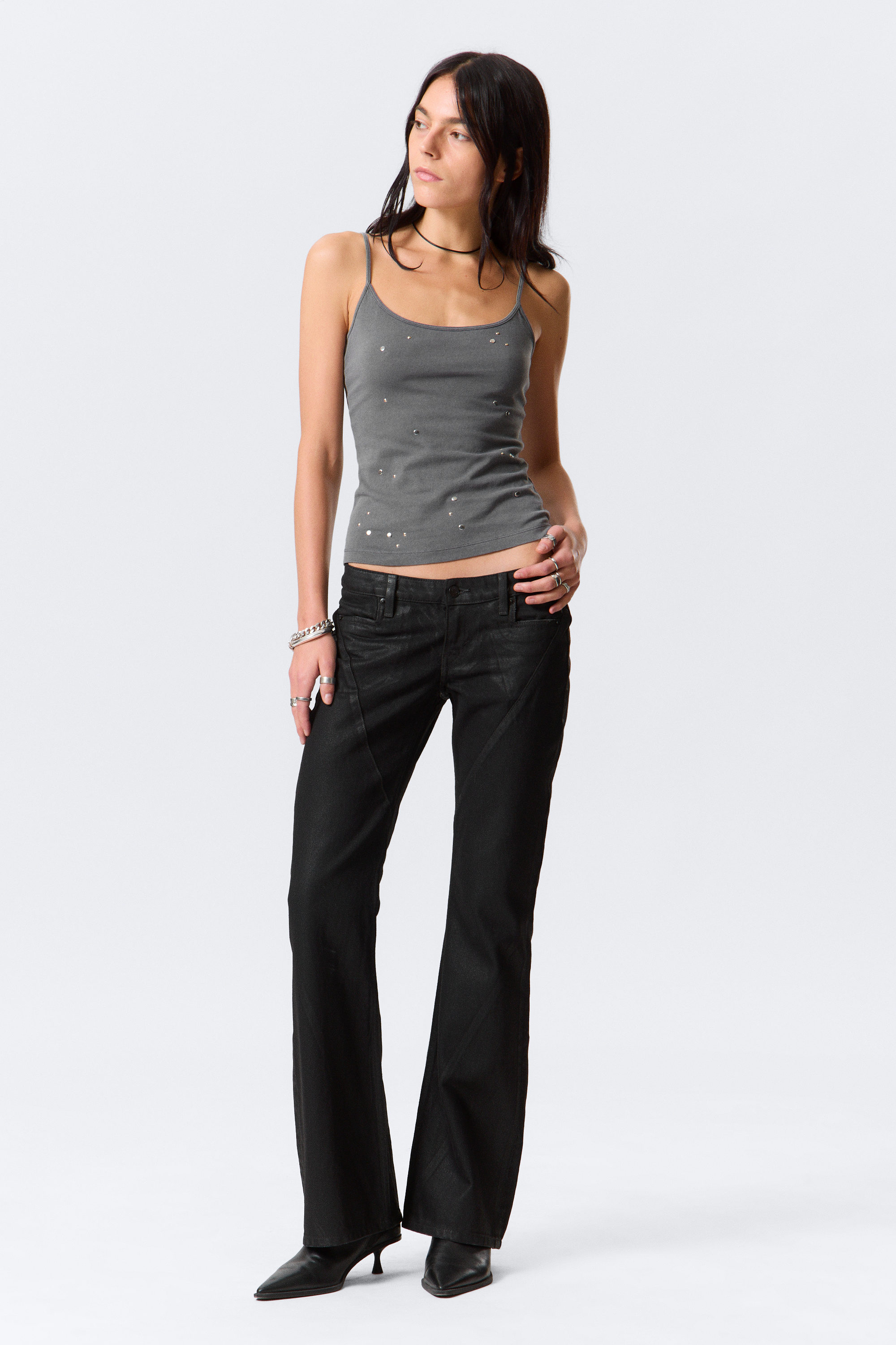 Dark Grey - Studded Cotton Singlet - 2