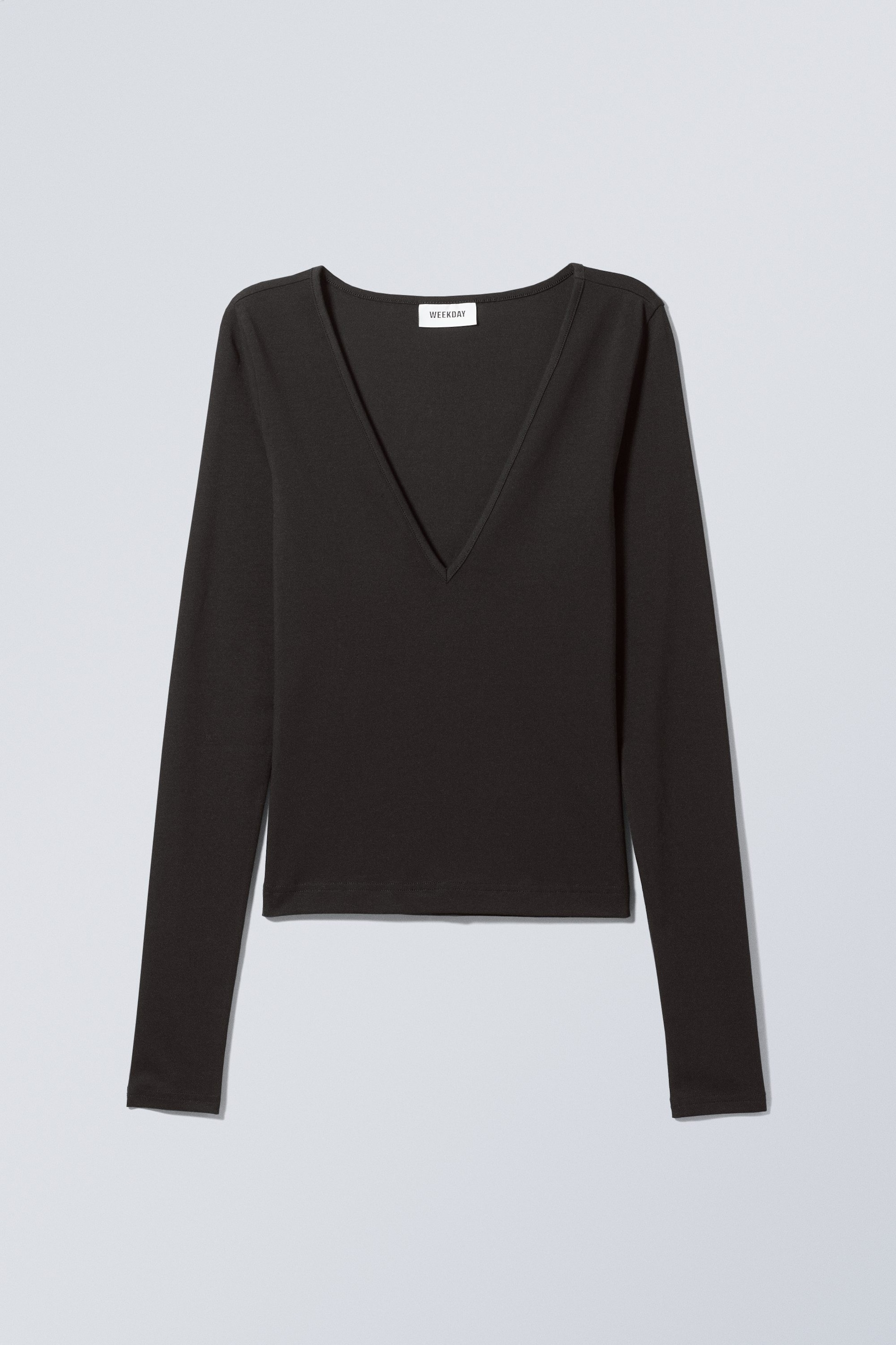 Black - Deep V Long Sleeve - 0