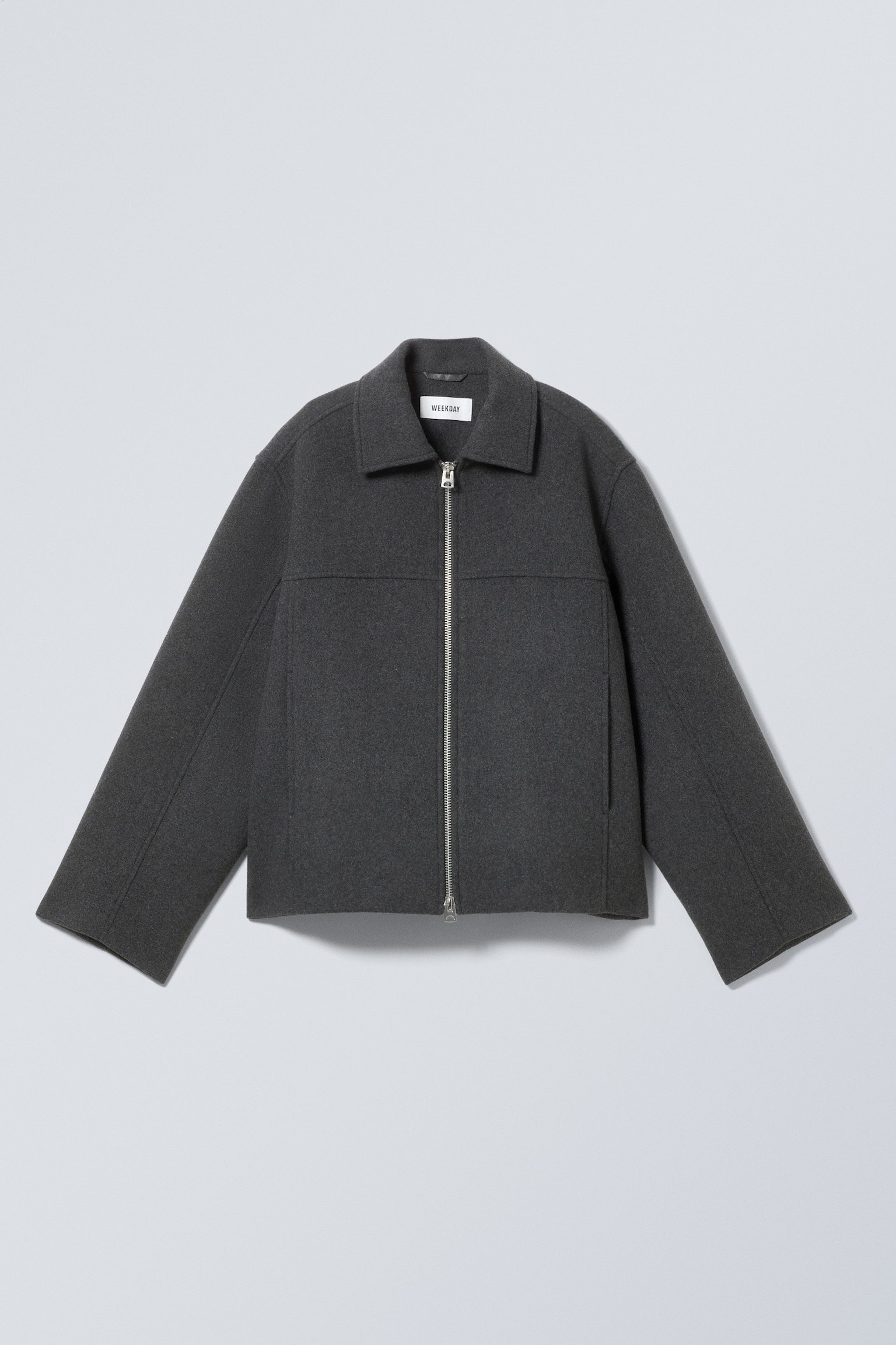 Krótka kurtka z domieszką wełny - Dark Grey Melange