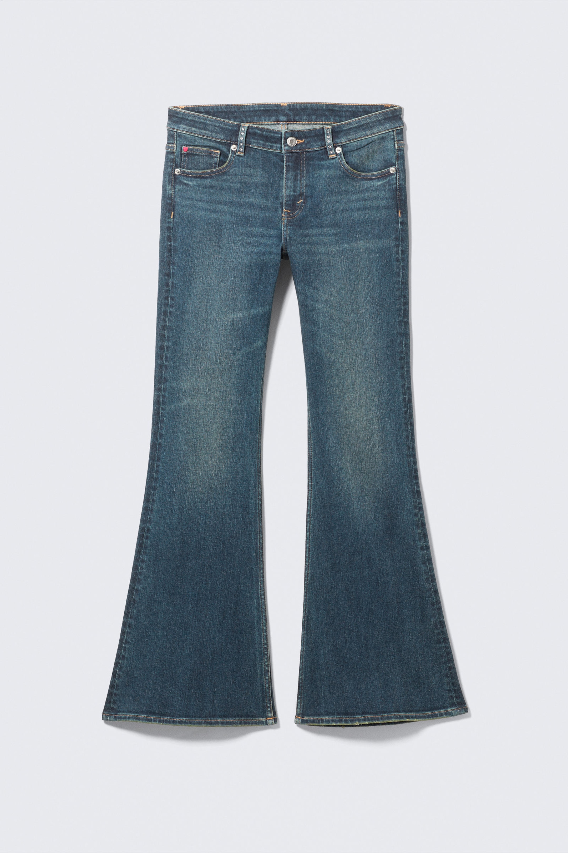 Embellished Blue - Dunkelblau - Katsumi Embellished Low Rise Slim Flared Leg Jeans - 5