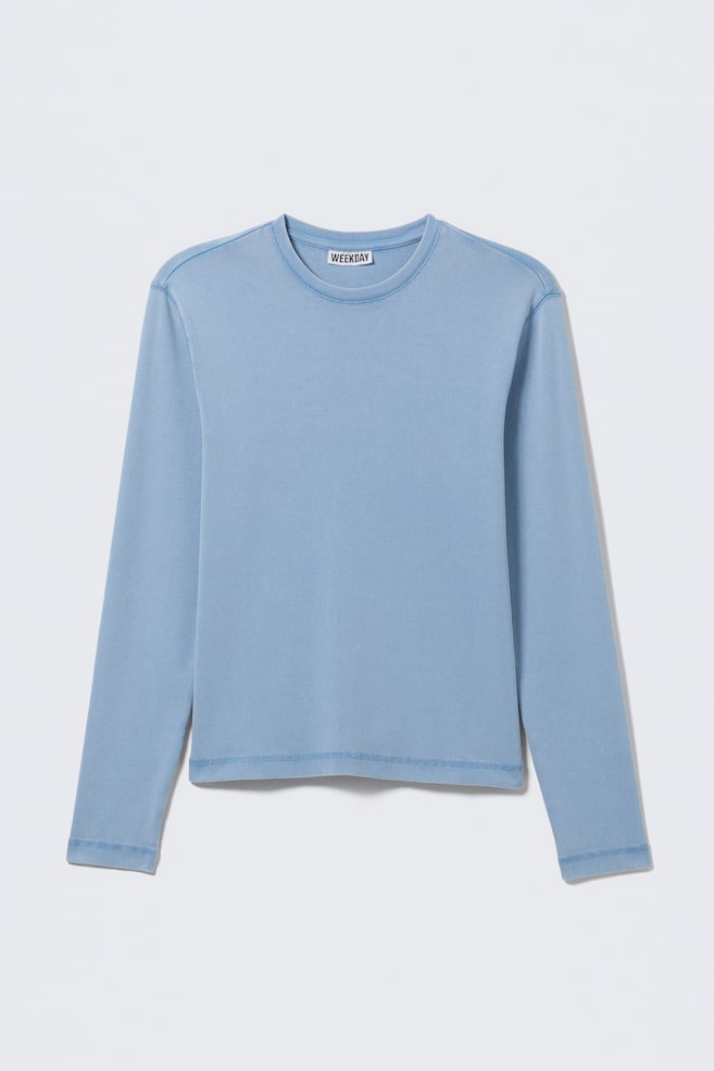 T-shirt a coste a maniche lunghe - Blu lavato/Blu scuro lavato/Bianco polvere/Nero lavato/Blu scuro/Grigio - 1