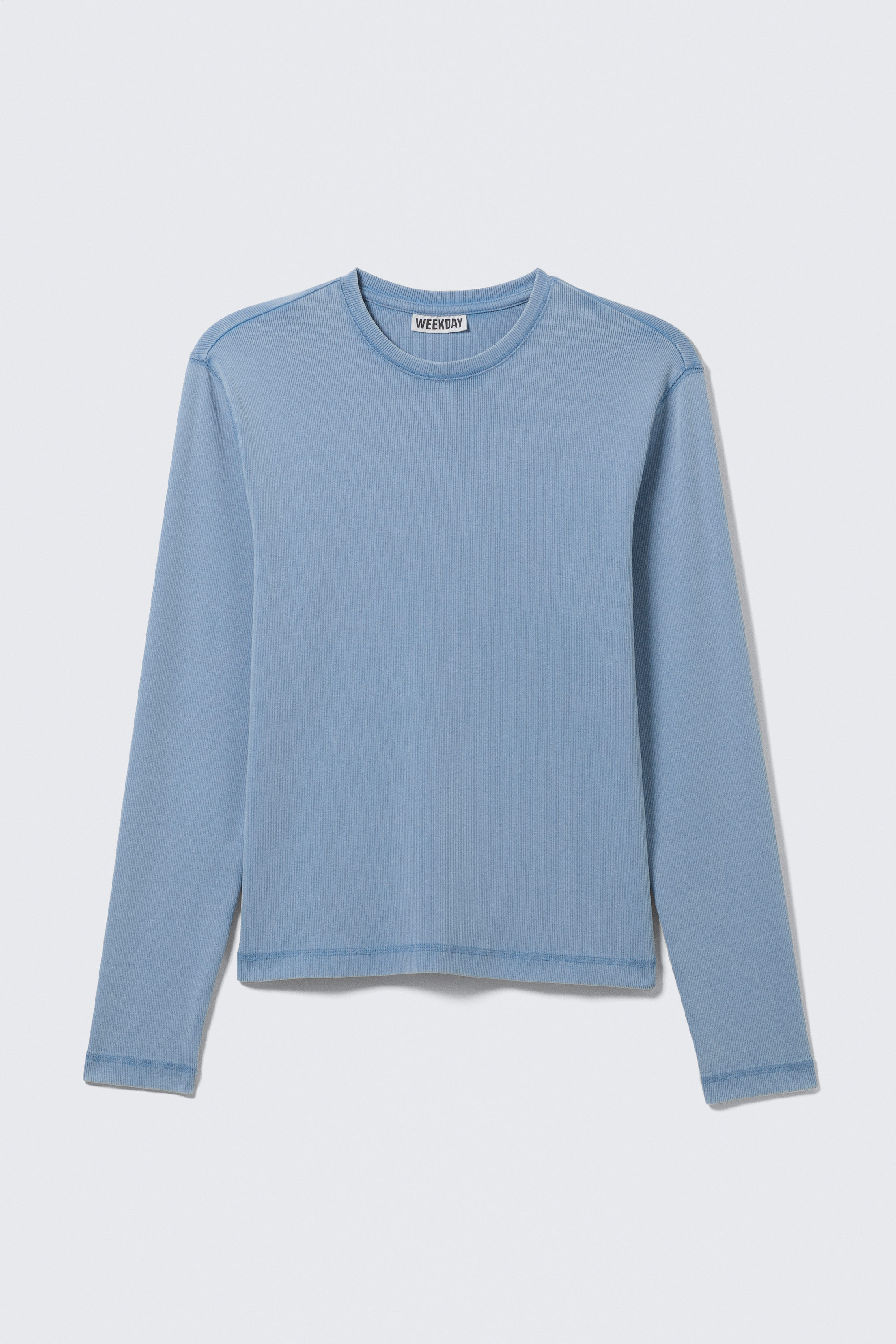 Gewaschenes Blau - Geripptes Longsleeve-Shirt - 3