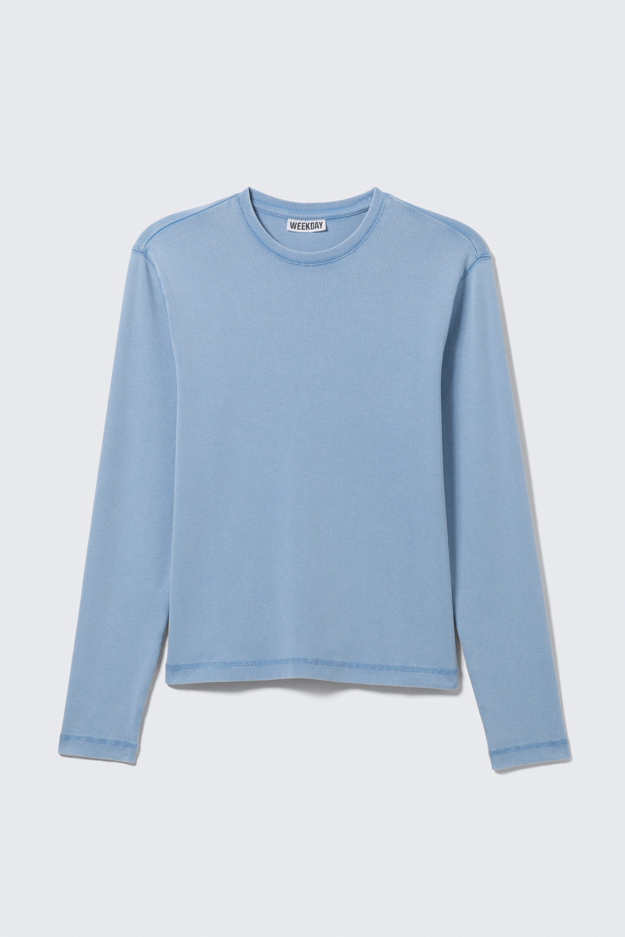 Washed Blue - Ribbed Long-Sleeved T-shirt - 3