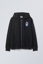 Dreifache Welle - Oversized Printed Zip Hoodie - 0