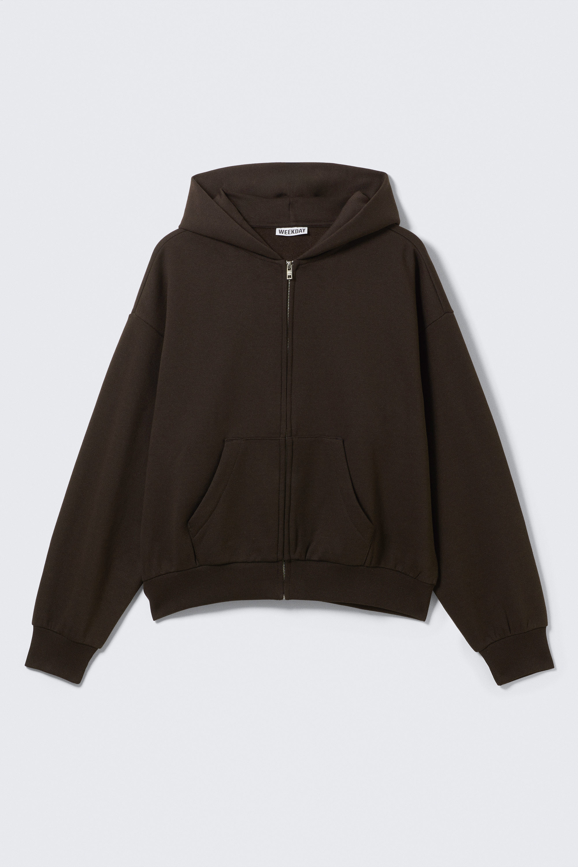 Marron foncé - Sweat à capuche zippé ample - 5