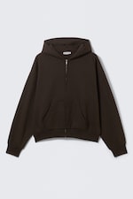 Dark Brown - Loose Fit Zip Hoodie - 5