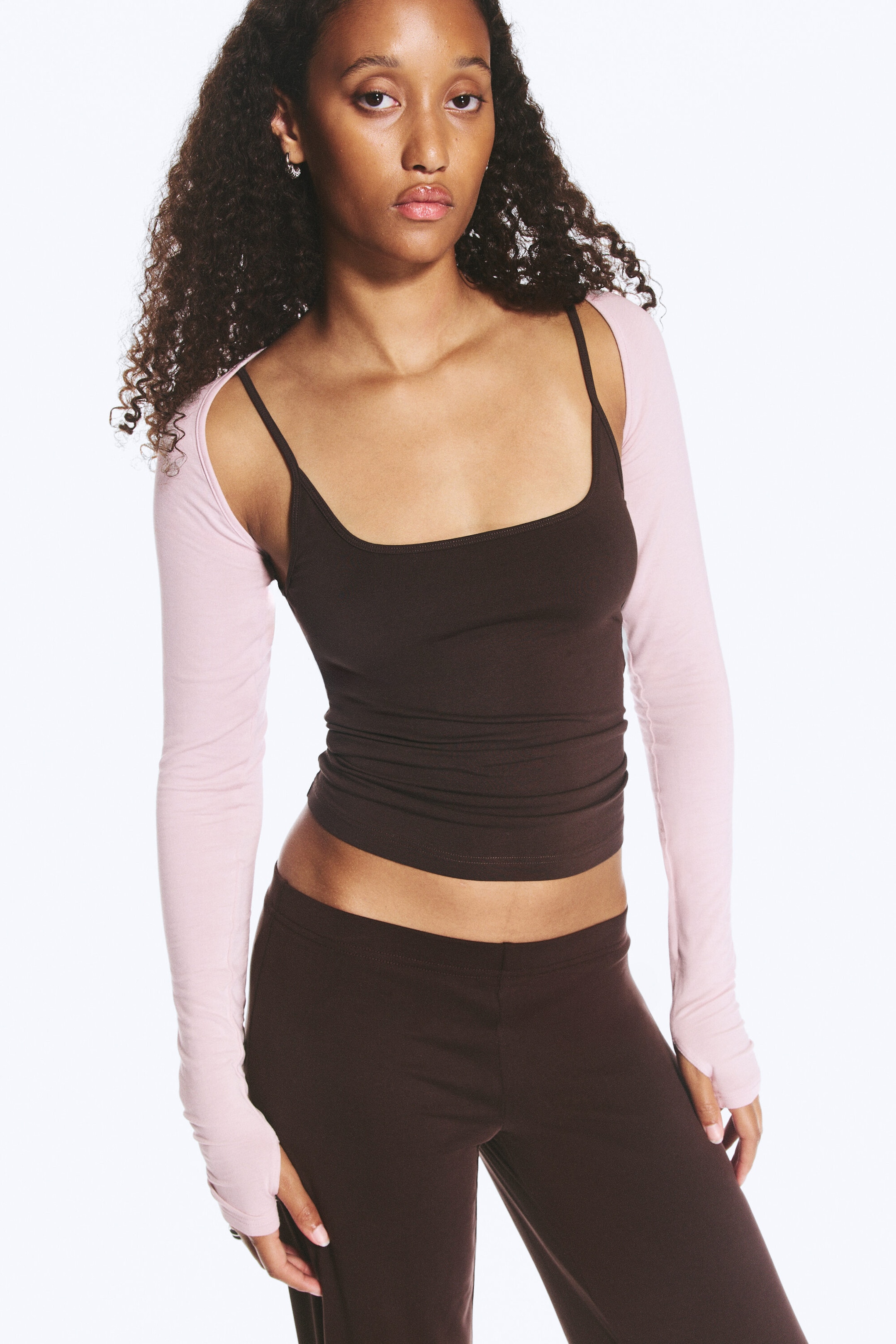Light Pink - Fitted Jersey Bolero - 1