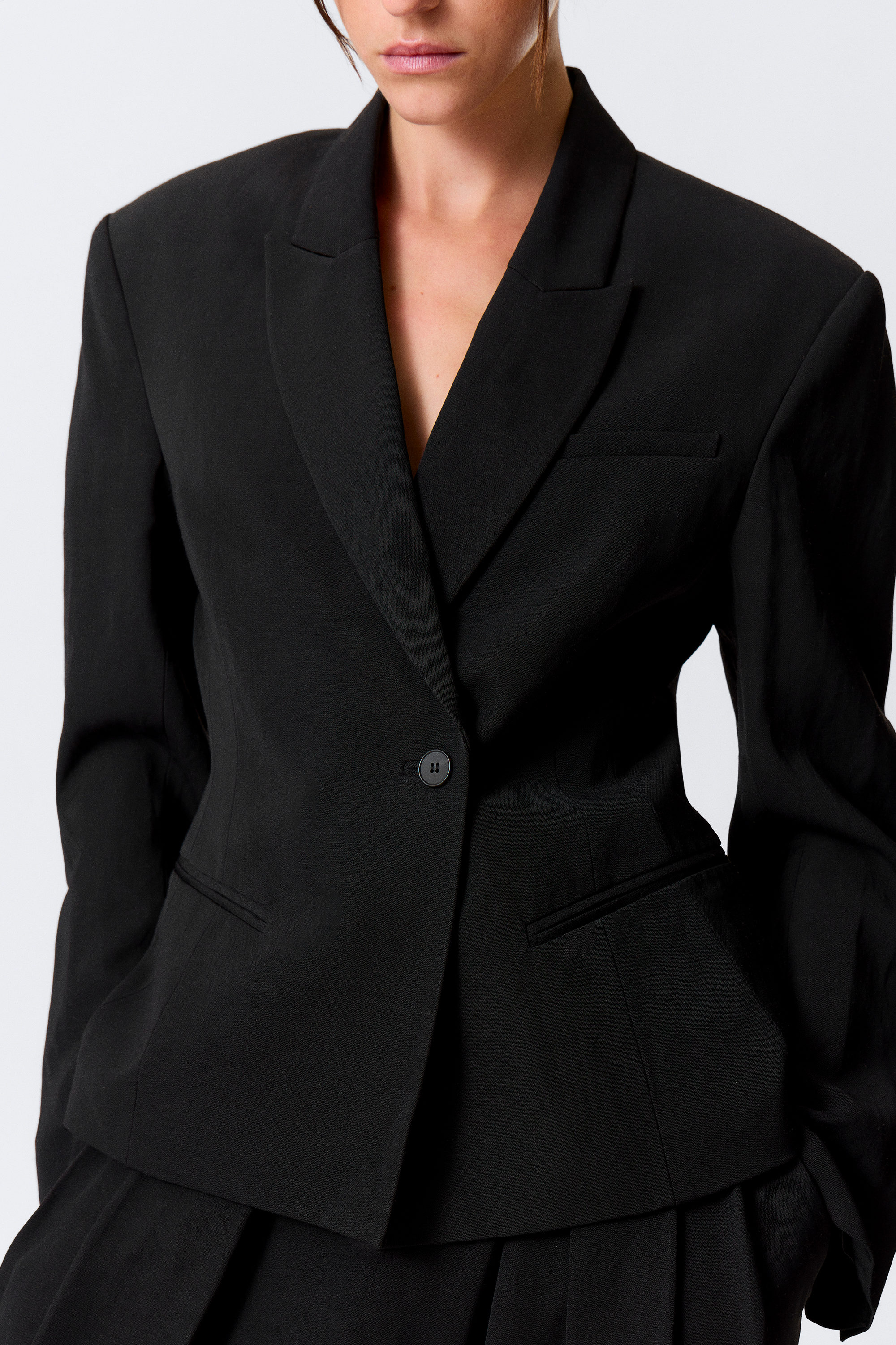 Black - Waisted Linen-Blend Blazer - 2