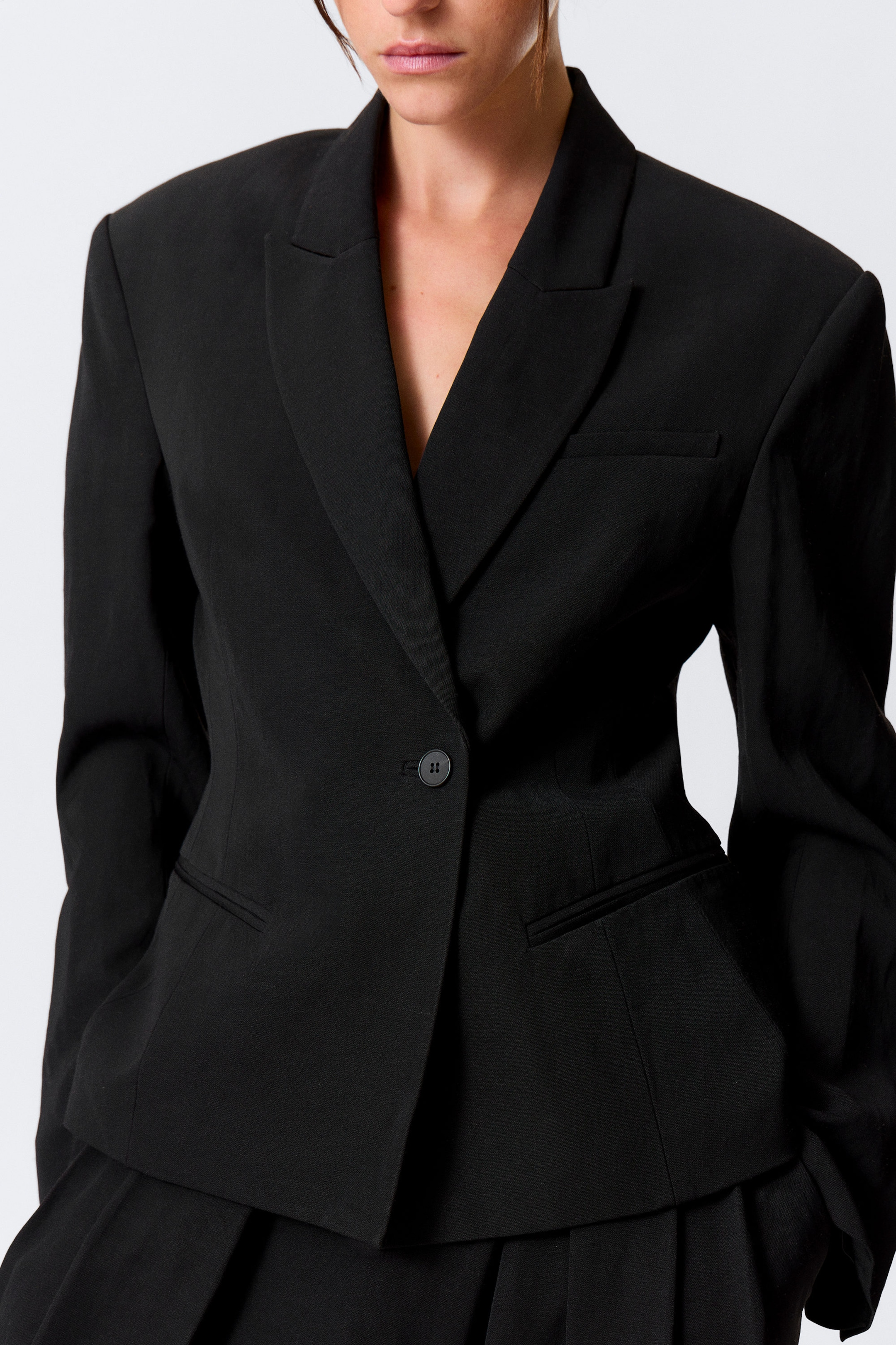Black - Waisted Linen-Blend Blazer - 2