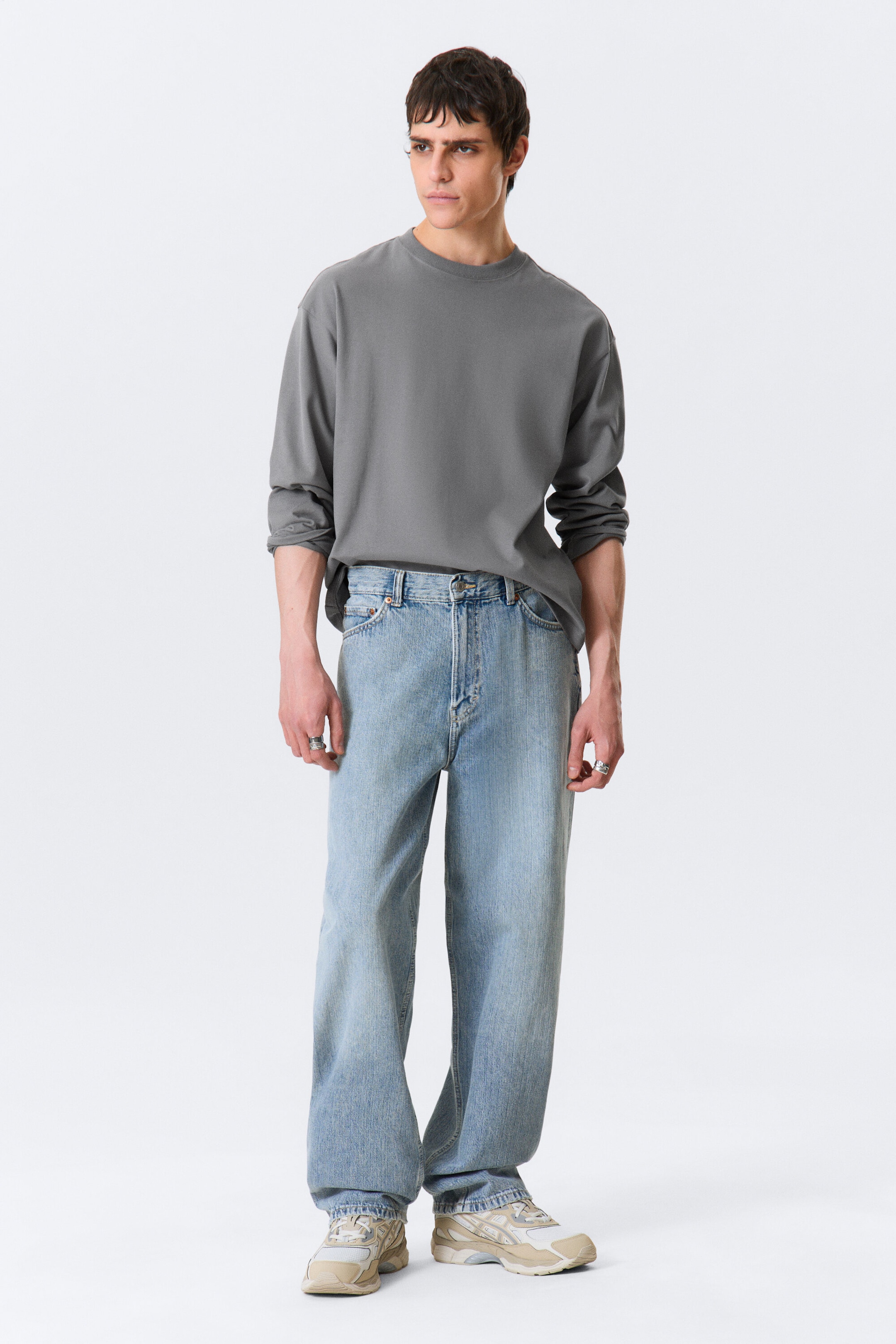 Blue Fade - Mittelblau - Galaxy Mid Waist Loose Straight Jeans - 1