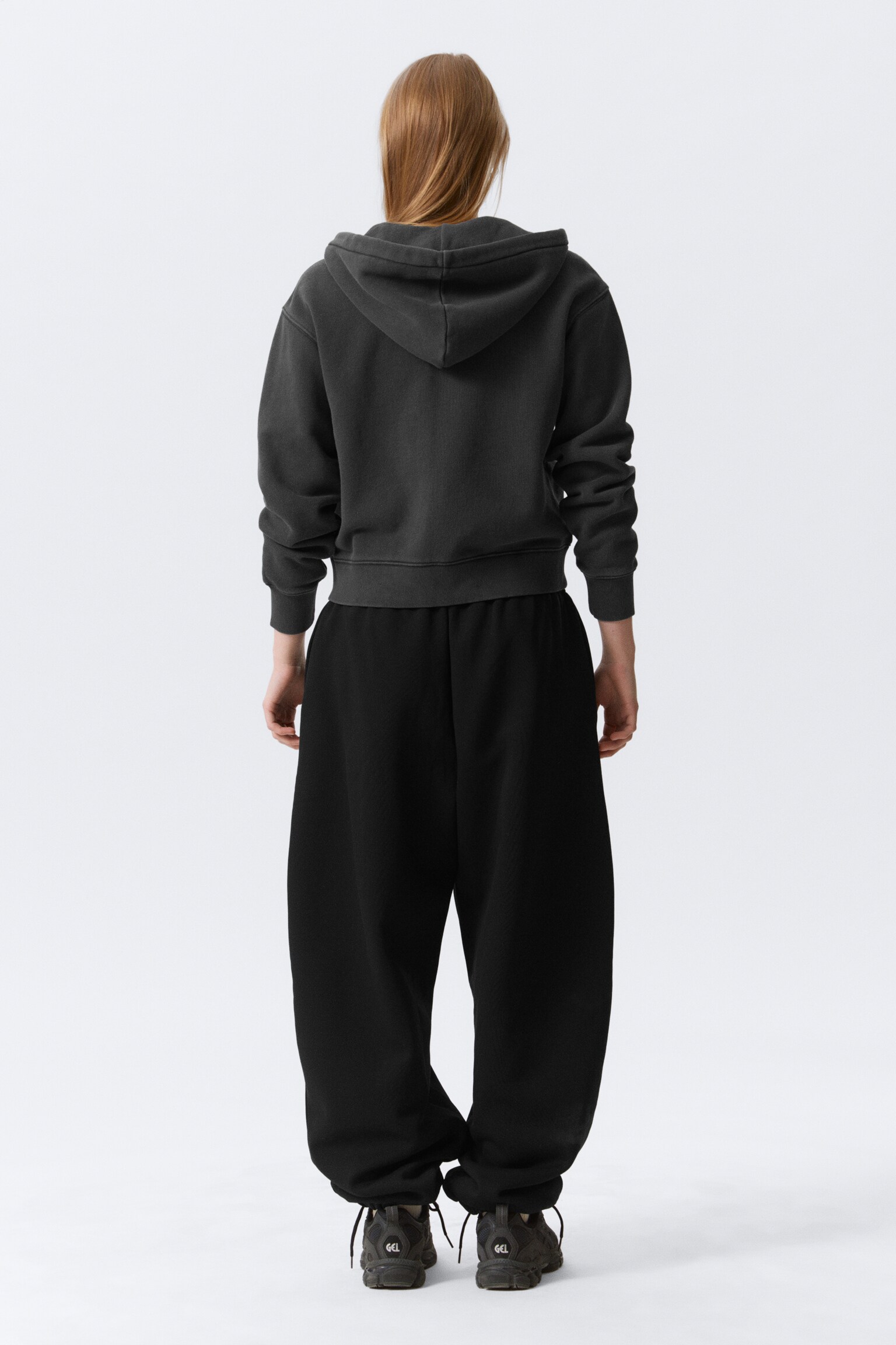 Fitted Zip Hoodie - Negro lavado/Lavado azul oscuro - 3