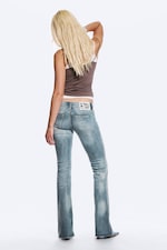 Cloudy Blue - Mellanblå - Booty Bei Low Waist Skinny Bootcut Jeans - 4