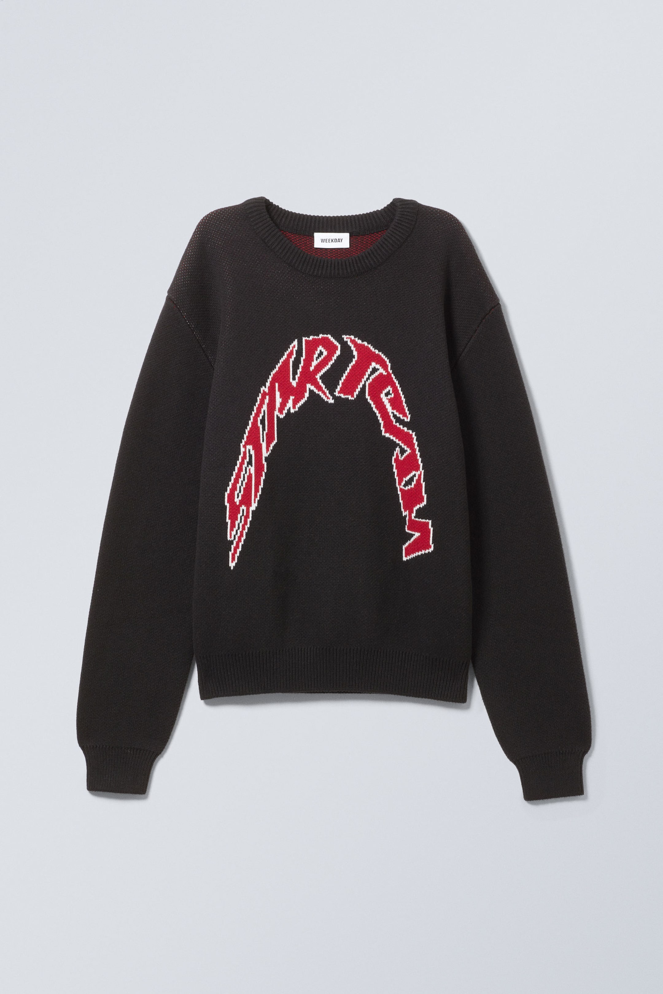 Zwart - Star Team - Jacquardgebreide sweater met normale pasvorm - 1