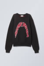 Black - Star Team - Regular Jacquard Knitted Graphic Sweater - 0