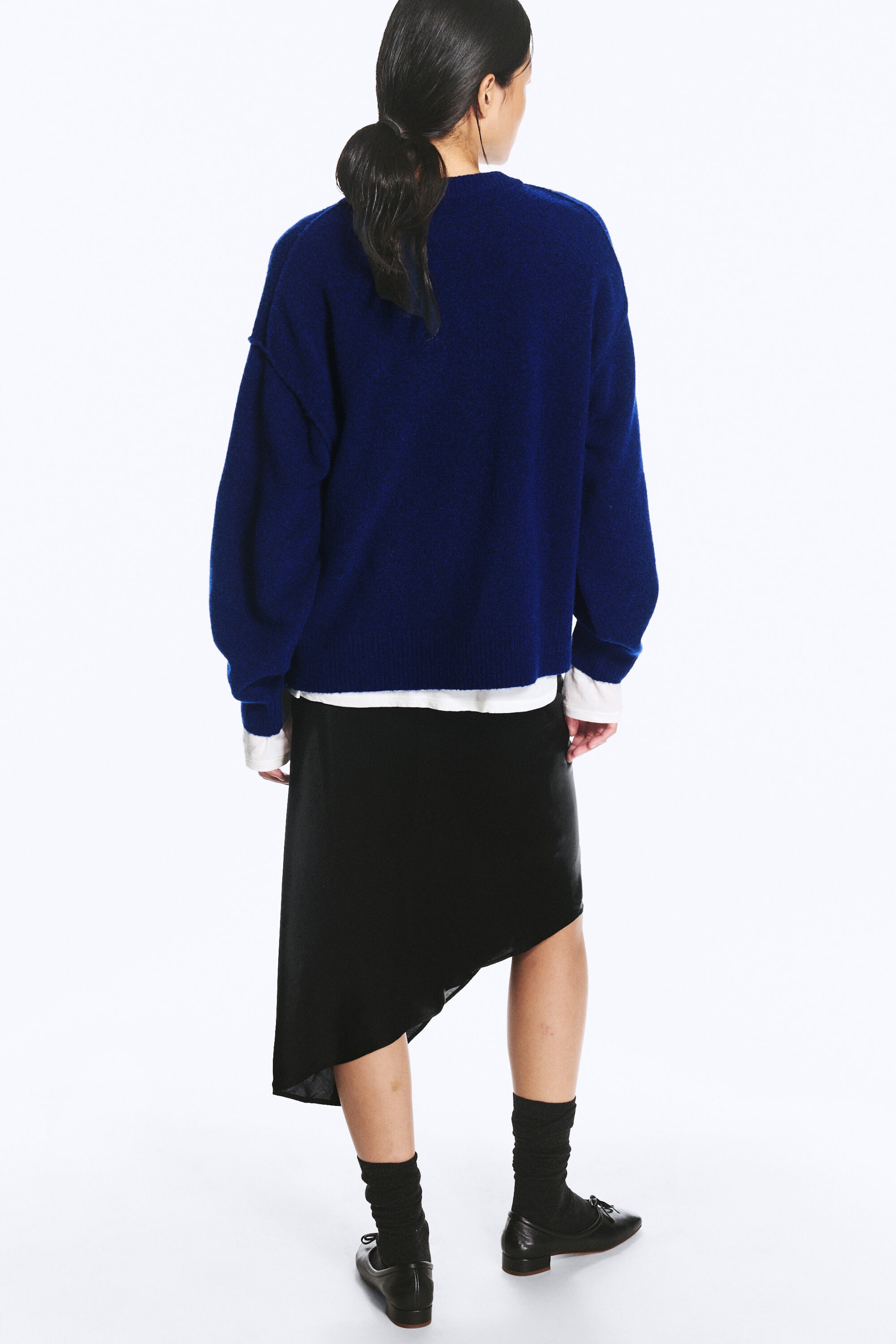 Bleu foncé chiné - Pull en maille décontracté - 3