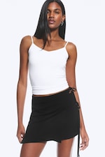 Black - Strappy Mini Wrap Skirt - 1