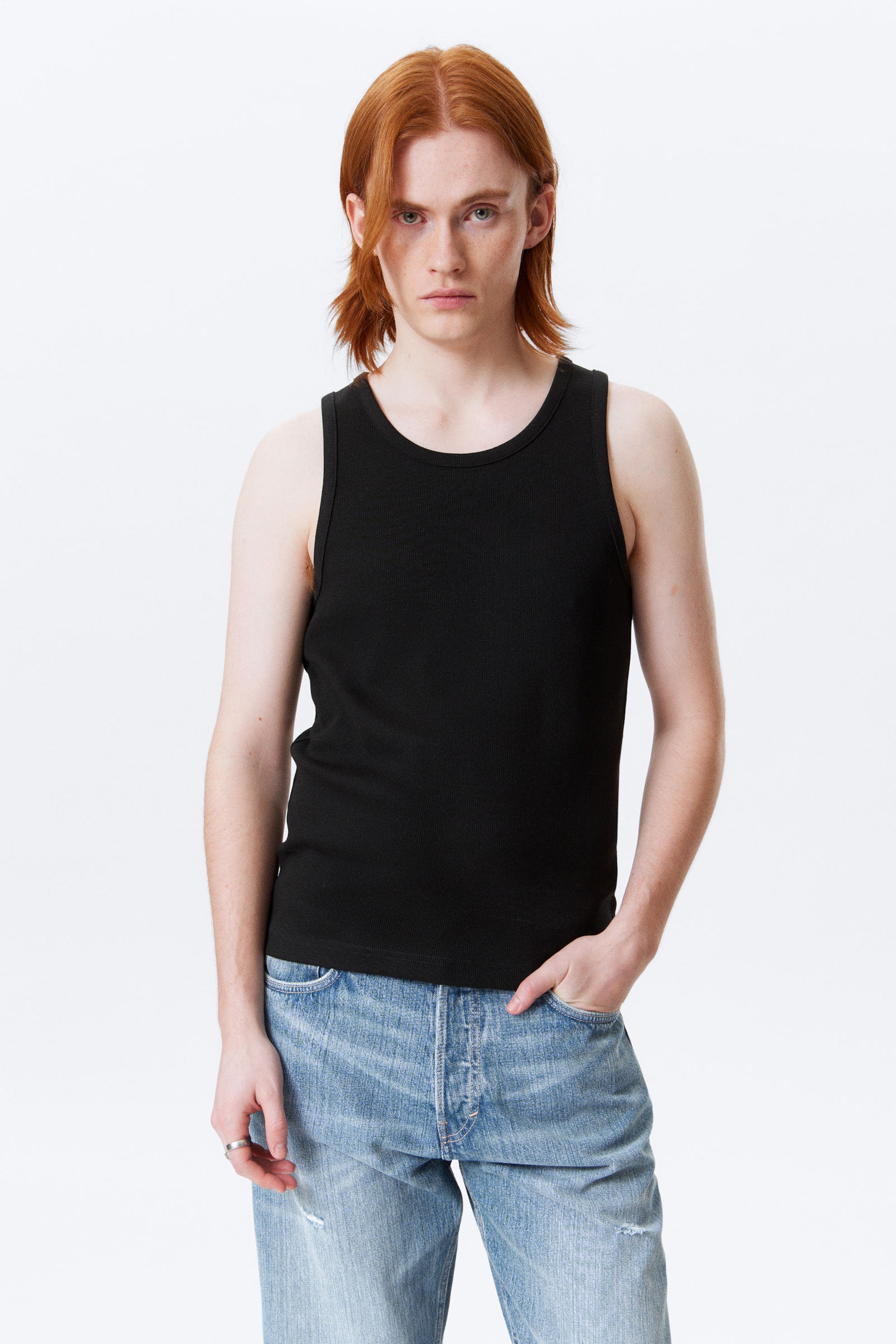 #272627 - Geribde regular fit tanktop - 1