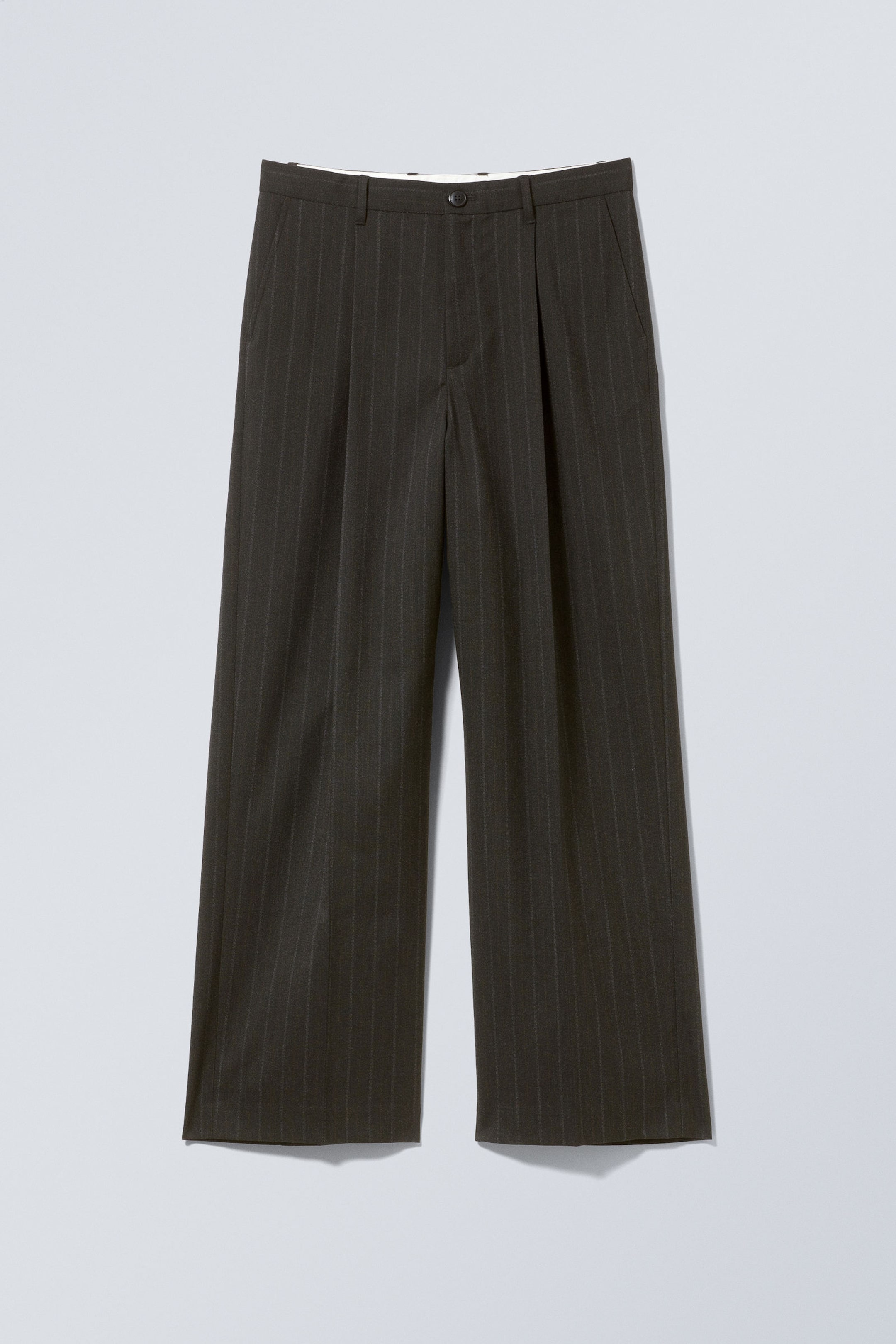 Dark Grey Pinstripe - Uno Loose Suit Trousers - 0