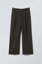 Dark Grey Pinstripe - Uno Loose Suit Trousers - 0