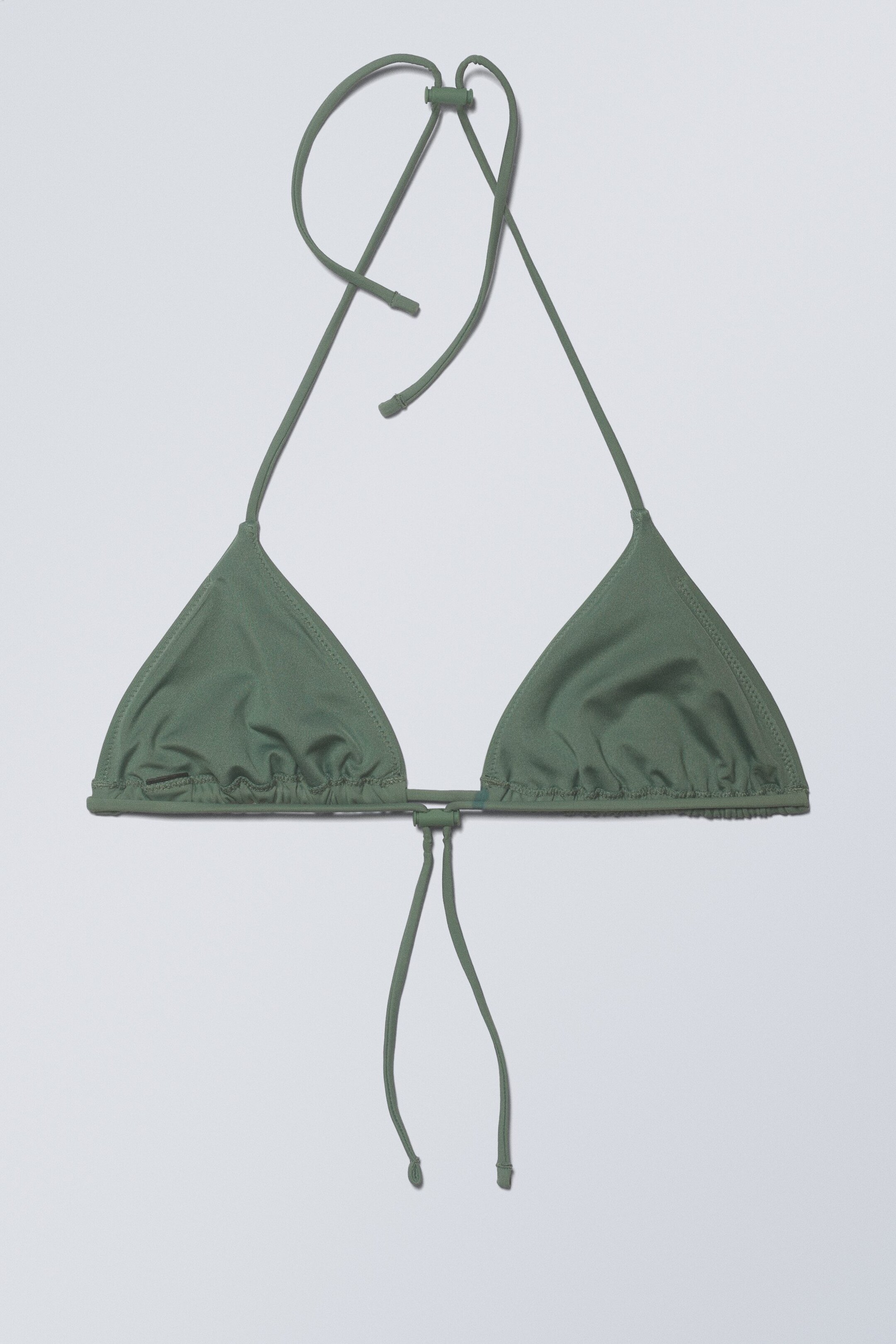 Sage Green - Drawstring Halter Bikini Top - 1