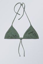 Sage Green - Drawstring Halter Bikini Top - 1