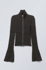 Black - Knitted Zip Cardigan - 0