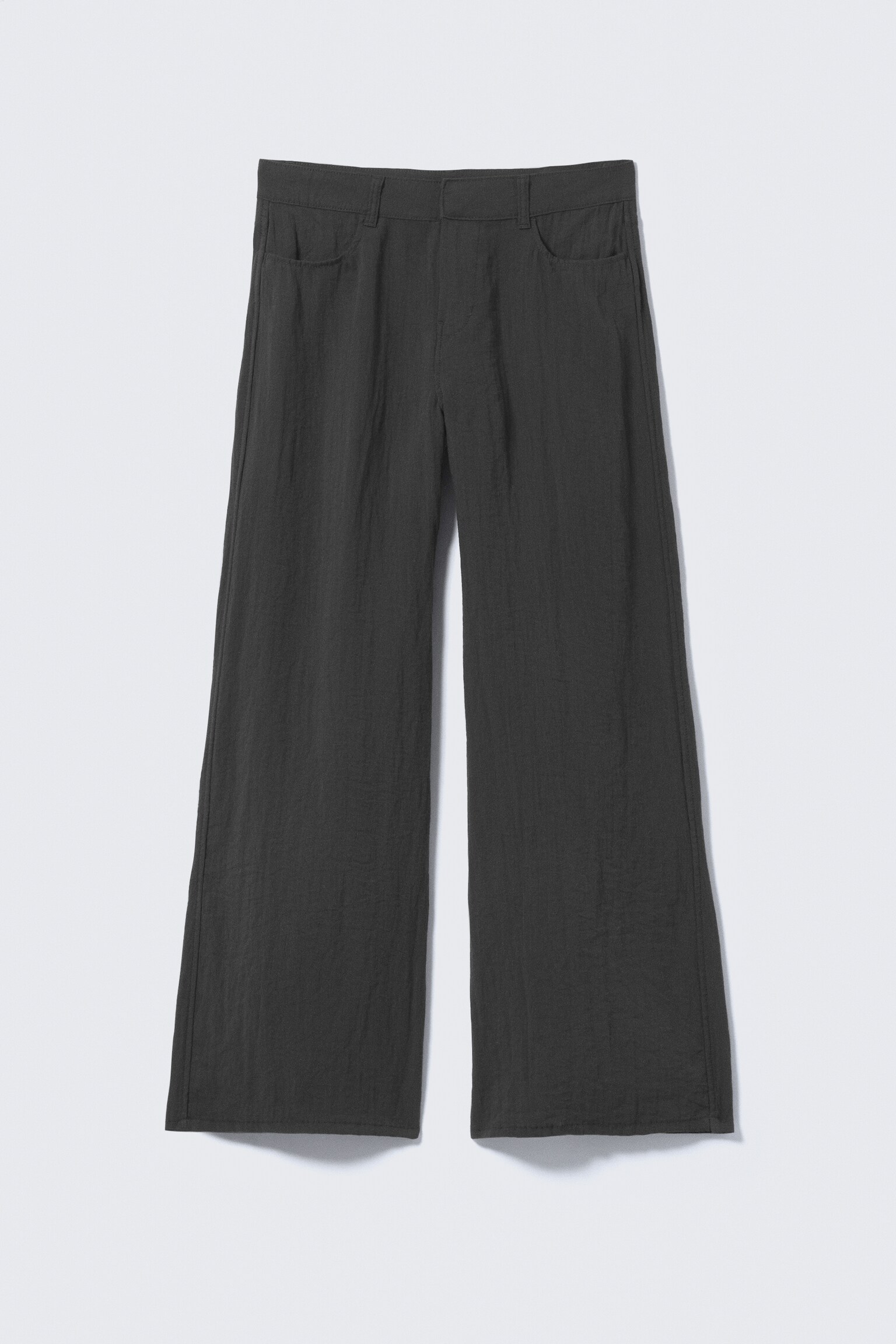 Losse broek met kreukeffect en lage taille - Donkergrijs/Beige/Wit - 2