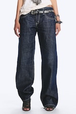 Blue Rinse - Dark Blue - Messy Low Rise Regular Straight Jeans - 1