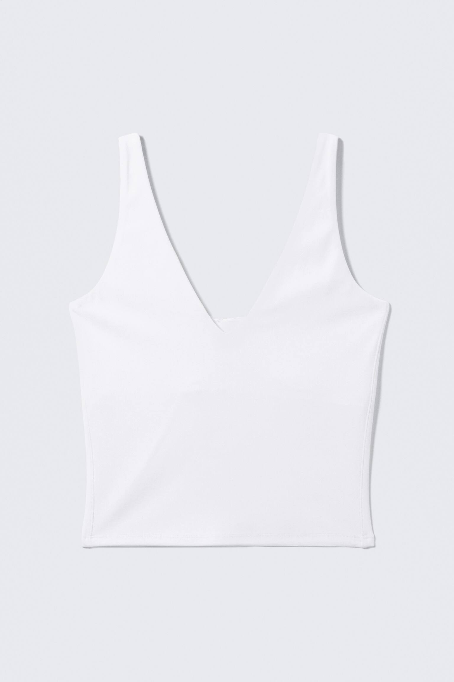 Kurzes Sporttop mit tiefem Ausschnitt - Weiß/Schwarz/Grau - 2