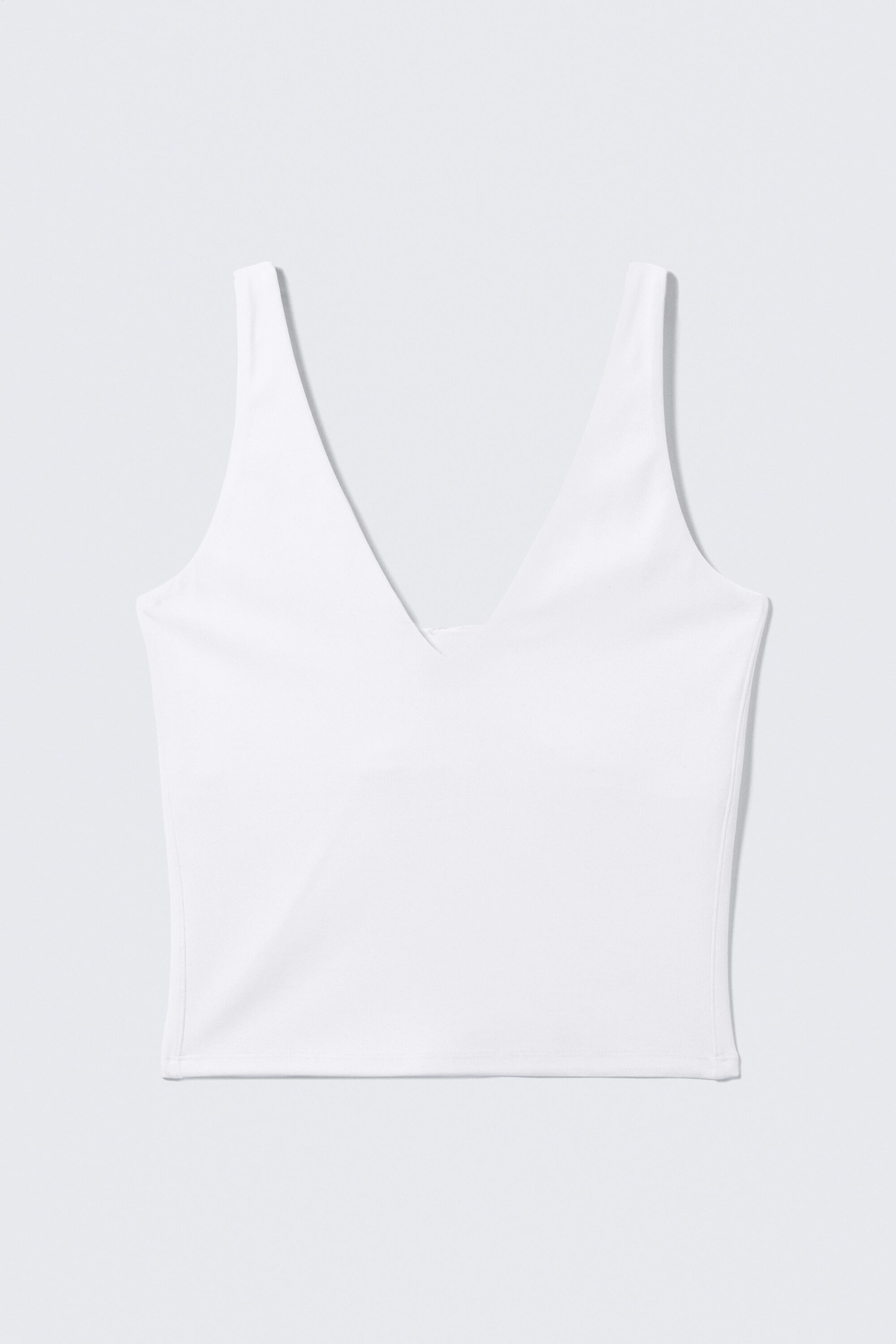 Weiß - Kurzes Sporttop mit tiefem Ausschnitt - 4