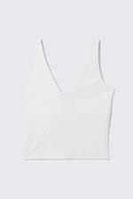 Weiß - Kurzes Sporttop mit tiefem Ausschnitt - 4