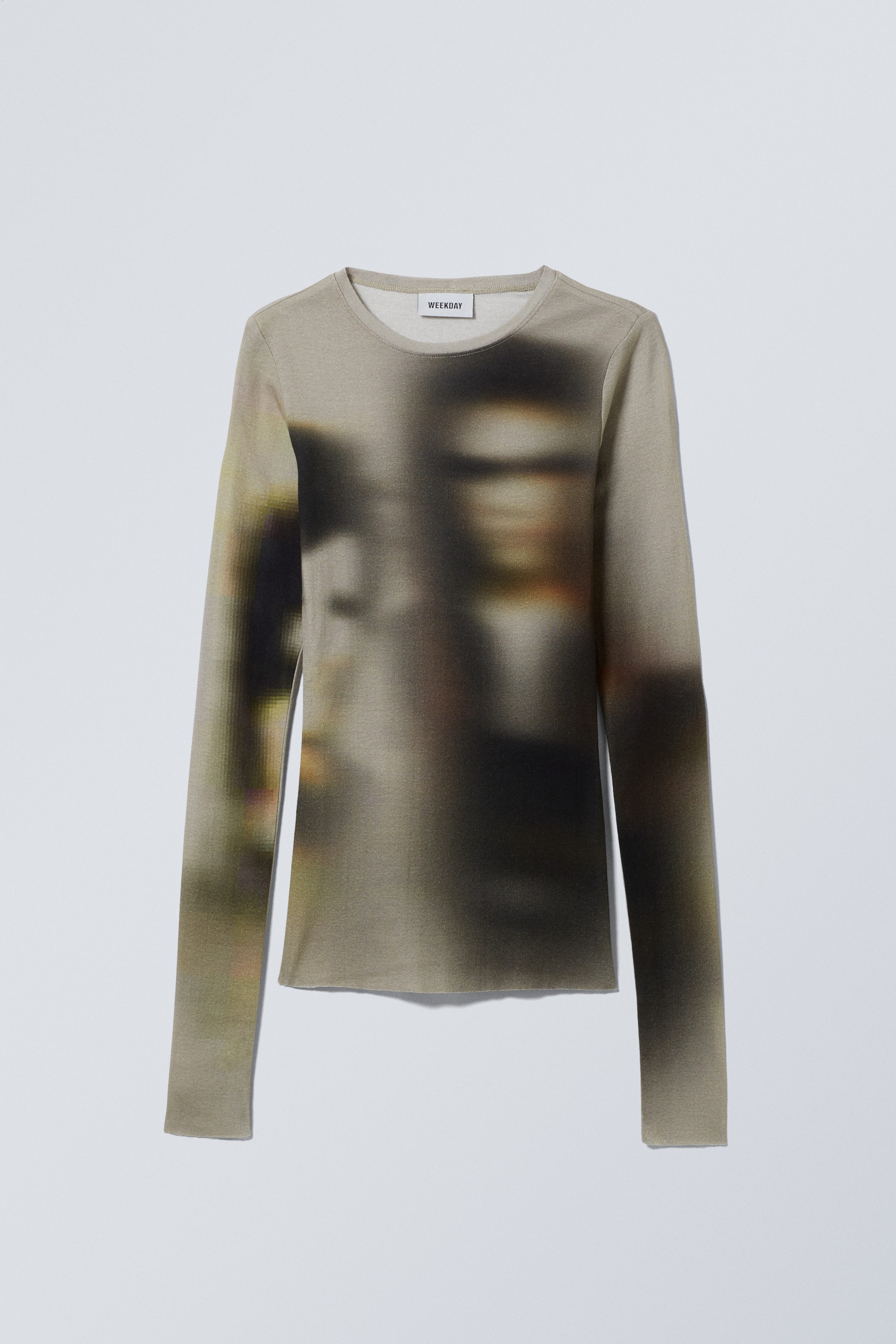 Blurred Humans - Printed Fitted Long-Sleeve Top - 0