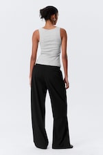 Grey Melange - Slim Square Neck Ribbed Tank Top - 2