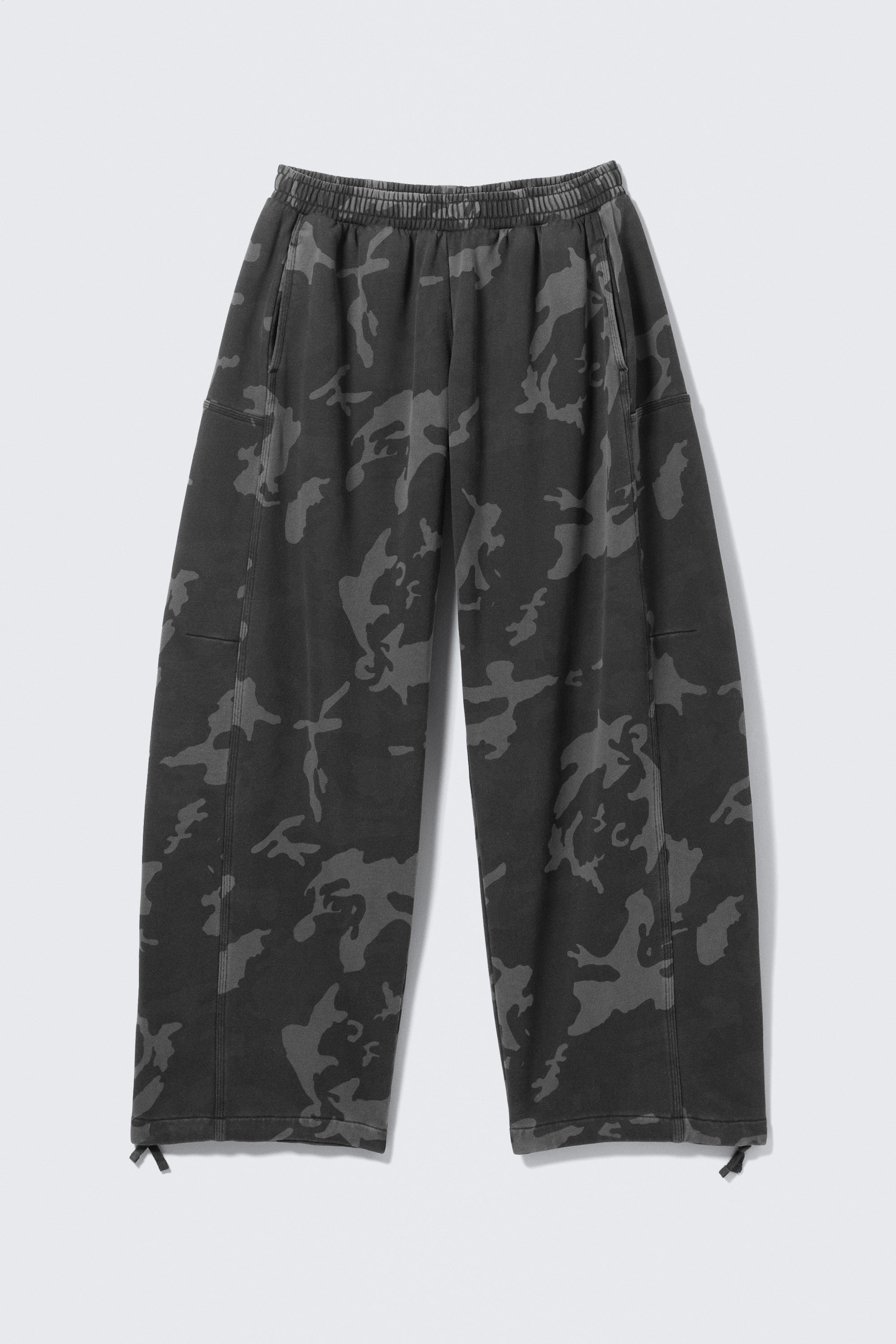 Dark Grey - Camo - Loose Printed Cotton Terry Sweatpants - 3