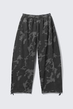 Dark Grey - Camo - Loose Printed Cotton Terry Sweatpants - 3