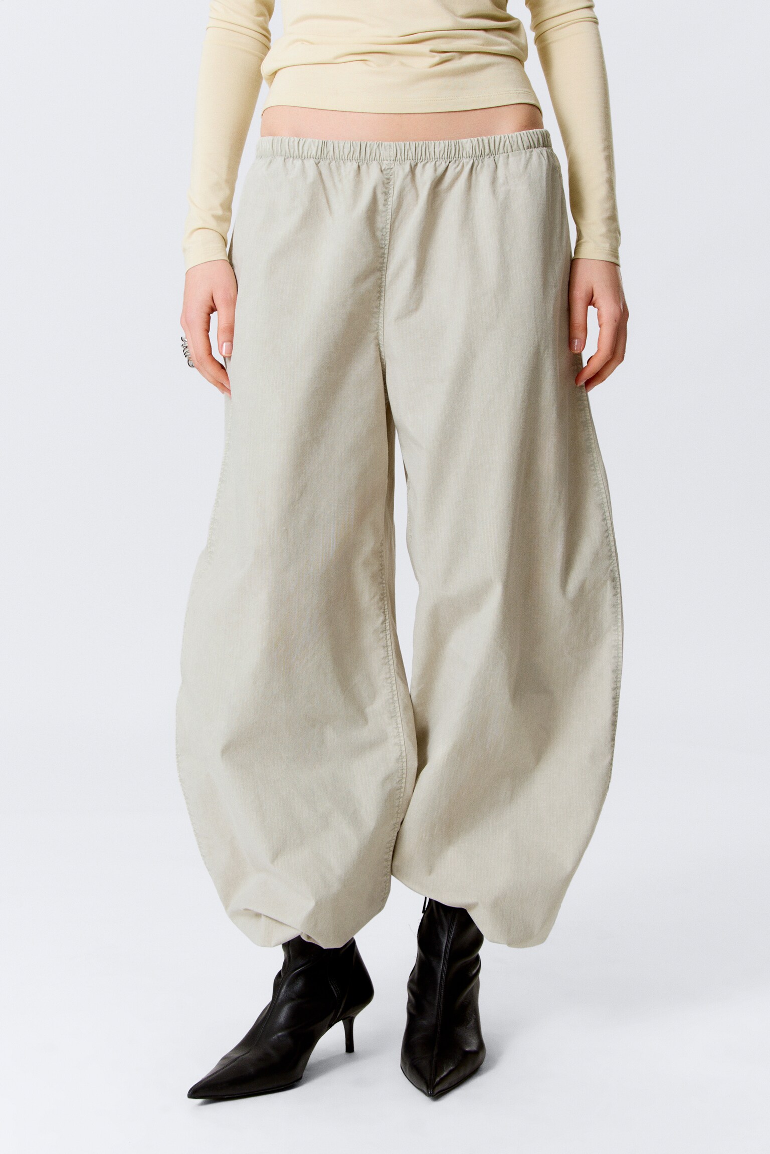 Ripstop-Hose zum Reinschlüpfen mit niedrigem Bund - Helles, staubiges Graubraun/Dunkelgrau - 3