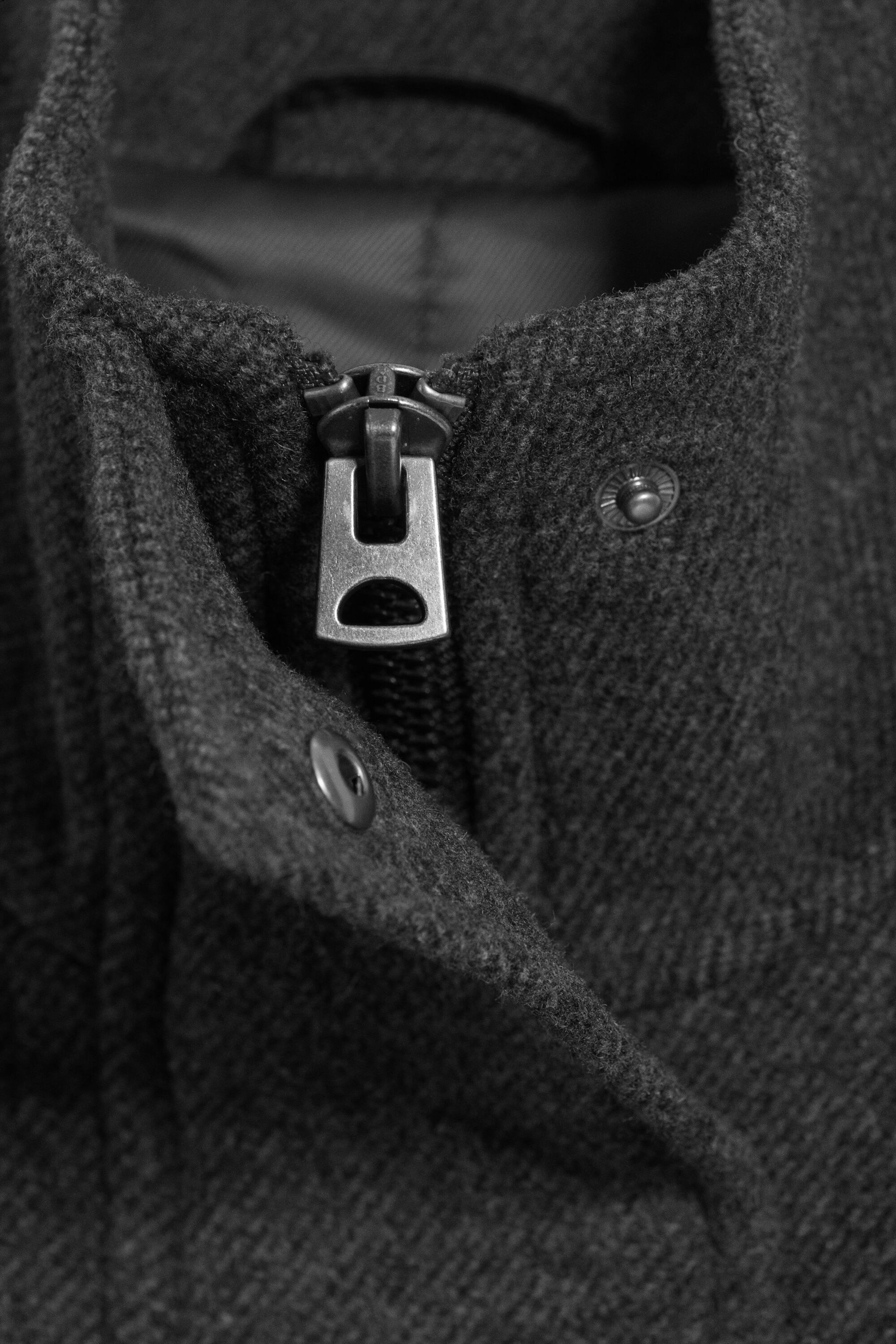 Dark Grey Melange - Wool-blend funnel jacket - 7