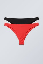 Noir Rouge - Lot de 2 bas de bikini brésiliens - 0