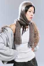 Dark Mole - Mohair-Blend Hooded Scarf - 1